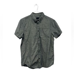 PrAna Size Med Men's Hiking Shirt Blue 100% Organic Cotton Short Sleeve EUC‎
